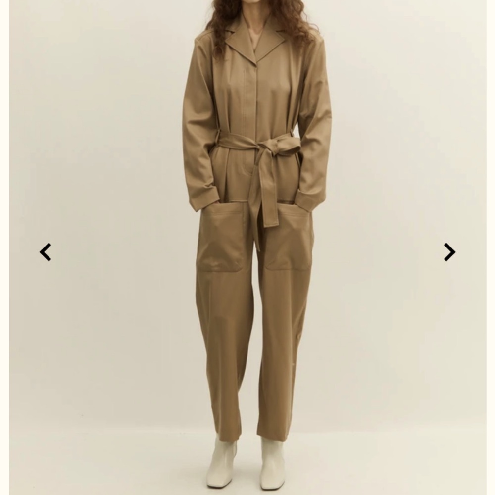 🆕LOW CLASSIC KHAKI BELTED OVERSIZED FRONT PATCH POCKET BOILER JUMPSUIT ROMPER